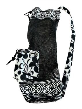 Vera Bradley Black and White Mesh yoga Tote with Patterned Accents